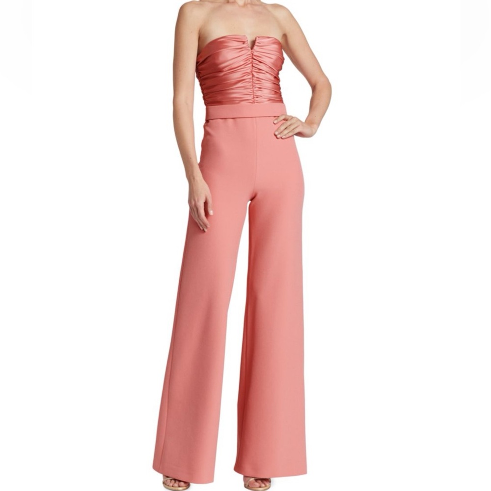 NEW Sophisticated Pink Strapless Jumpsuit with Palazzo Pants